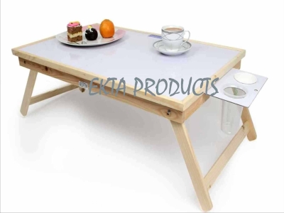 Ekta Product Large White Wooden Folding Laptop Table with Whiteboard Foldable and Portable Multi Purpose Laptop Table Study Table Bed Table Ergonomic and Rounded Edges Breakfast in Bed Table